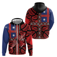 Aotearoa Iwi Ngapuhi Zip Hoodie Tuhoronuku Kite United Tribes Flag Maori Pattern