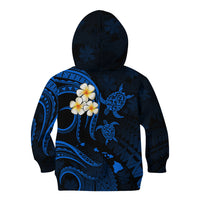 Personalised Niihau Hawaii Kid Hoodie Polynesian Tattoo and Pacific Plumeria Blue Vibe LT9 - Polynesian Pride
