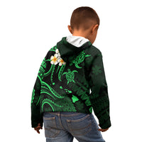 Personalised Niihau Hawaii Kid Hoodie Polynesian Tattoo and Pacific Plumeria Green Vibe LT9 - Polynesian Pride