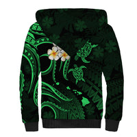 Personalised Niihau Hawaii Sherpa Hoodie Polynesian Tattoo and Pacific Plumeria Green Vibe LT9 - Polynesian Pride