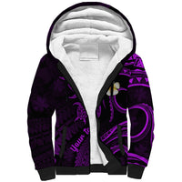 Personalised Niihau Hawaii Sherpa Hoodie Polynesian Tattoo and Pacific Plumeria Purple Vibe LT9 Unisex Purple - Polynesian Pride