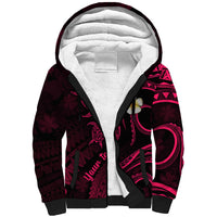 Personalised Molokai Hawaii Sherpa Hoodie Polynesian Tattoo and Pacific Plumeria Pink Vibe LT9 Unisex Pink - Polynesian Pride