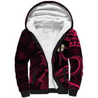 Personalised Molokai Hawaii Sherpa Hoodie Polynesian Tattoo and Pacific Plumeria Pink Vibe LT9 Unisex Pink - Polynesian Pride