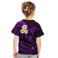 Personalised Molokai Hawaii Kid T Shirt Polynesian Tattoo and Pacific Plumeria Purple Vibe LT9 - Polynesian Pride