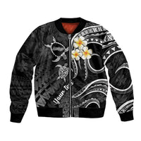 Personalised Molokai Hawaii Bomber Jacket Polynesian Tattoo and Pacific Plumeria White Vibe LT9 Unisex White - Polynesian Pride