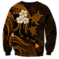 Personalised Lanai Hawaii Sweatshirt Polynesian Tattoo and Pacific Plumeria Gold Vibe LT9 - Polynesian Pride