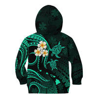 Personalised Kauai Hawaii Kid Hoodie Polynesian Tattoo and Pacific Plumeria Turquoise Vibe LT9 - Polynesian Pride