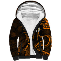 Personalised Kahoolawe Hawaii Sherpa Hoodie Polynesian Tattoo and Pacific Plumeria Gold Vibe LT9 Unisex Gold - Polynesian Pride