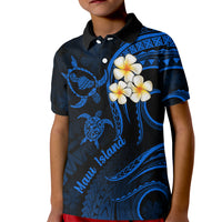 Hawaii Kid Polo Shirt Maui Islands Pacific Plumeria Blue Vibe LT9 Kid Blue - Polynesian Pride