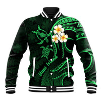 Hawaii Baseball Jacket Maui Islands Pacific Plumeria Green Vibe LT9 Unisex Green - Polynesian Pride