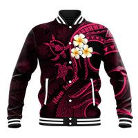 Hawaii Baseball Jacket Maui Islands Pacific Plumeria Pink Vibe LT9 Unisex Pink - Polynesian Pride