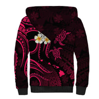 Personalised Maui Hawaii Sherpa Hoodie Polynesian Tattoo and Pacific Plumeria Pink Vibe LT9 - Polynesian Pride