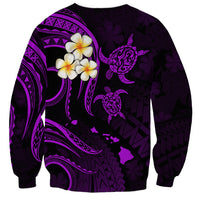 Personalised Maui Hawaii Sweatshirt Polynesian Tattoo and Pacific Plumeria Purple Vibe LT9 - Polynesian Pride