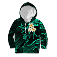 Personalised Maui Hawaii Kid Hoodie Polynesian Tattoo and Pacific Plumeria Turquoise Vibe LT9 Hoodie Turquoise - Polynesian Pride