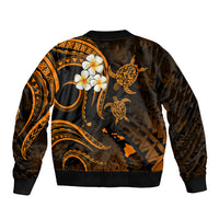 Hawaii Sleeve Zip Bomber Jacket Oahu Islands Pacific Plumeria Gold Vibe LT9 - Polynesian Pride