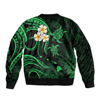 Hawaii Bomber Jacket Oahu Islands Pacific Plumeria Green Vibe LT9 - Polynesian Pride