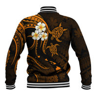 Personalised Oahu Hawaii Baseball Jacket Polynesian Tattoo and Pacific Plumeria Gold Vibe LT9 - Polynesian Pride