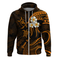 Custom Oahu Hawaii Hoodie Polynesian Tattoo and Pacific Plumeria Gold Vibe LT9 Zip Hoodie Gold - Polynesian Pride