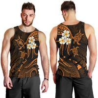 Personalised Oahu Hawaii Men Tank Top Polynesian Tattoo and Pacific Plumeria Gold Vibe LT9 - Polynesian Pride