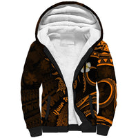 Personalised Oahu Hawaii Sherpa Hoodie Polynesian Tattoo and Pacific Plumeria Gold Vibe LT9 Unisex Gold - Polynesian Pride