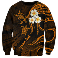 Personalised Oahu Hawaii Sweatshirt Polynesian Tattoo and Pacific Plumeria Gold Vibe LT9 Unisex Gold - Polynesian Pride