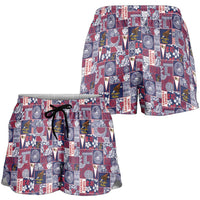 Manuia le Kerisimasi American Samoa Shorts for Women Pacific Patchwork Xmas Vibes - Polynesian Pride