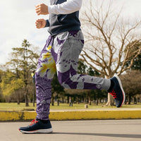 Maori Manta Ray Plumeria Deep Purple Jogger Pants LT01 - Polynesian Pride