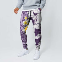 Maori Manta Ray Plumeria Deep Purple Jogger Pants LT01 - Polynesian Pride