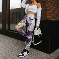 Maori Manta Ray Plumeria Deep Purple Jogger Pants LT01 - Polynesian Pride