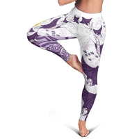 Maori Manta Ray Plumeria Deep Purple Leggings LT01 - Polynesian Pride