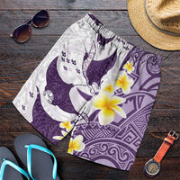 Maori Manta Ray Plumeria Deep Purple Shorts for Men - Polynesian Pride