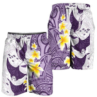 Maori Manta Ray Plumeria Deep Purple Shorts for Men - Polynesian Pride