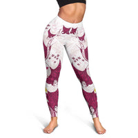 Maori Manta Ray Plumeria Royal Pink Leggings - Polynesian Pride