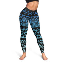 Maori Niho Taniwha Te Wheiao Leggings Moana Blue - Polynesian Pride