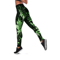 Matariki New Zealand Leggings Maori Pattern Green Galaxy - Polynesian Pride