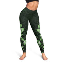Matariki New Zealand Leggings Maori Pattern Green Galaxy - Polynesian Pride