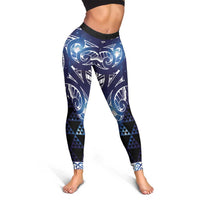 Matariki New Zealand Leggings NZ Niho Taniwha Maori New Year Blue Galaxy