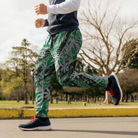 Matie Tahiti Tiare Monstera Jogger Pants Polynesian Pattern Curve Style - Polynesian Pride
