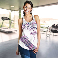 Mawhero Paua Shell Kowhaiwhai Taniko Personalised Women Racerback Tank Manta Ray Shark-Turtle Maori Tribal Style