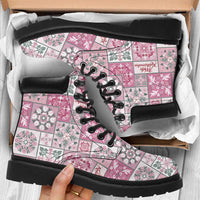 Mele Kalikimaka Hawaii Christmas All Season Boots Akala Seamless Floral Motif - Polynesian Pride