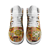 Mele Kalikimaka Hawaii Christmas High Sneakers AJ1 Melemele Mama Seamless Floral Motif LT9