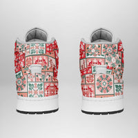 Mele Kalikimaka Hawaii Christmas High Sneakers AJ1 Ulaula Seamless Floral Motif LT9 - Polynesian Pride