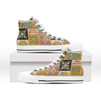 Mele Kalikimaka Hawaii Christmas High Top Shoes Melemele Mama Seamless Floral Motif - Polynesian Pride