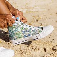 Mele Kalikimaka Hawaii Christmas High Top Shoes Omaomao Seamless Floral Motif - Polynesian Pride