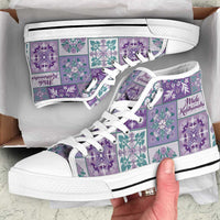 Mele Kalikimaka Hawaii Christmas High Top Shoes Poni Seamless Floral Motif - Polynesian Pride