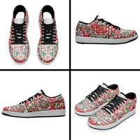 Mele Kalikimaka Hawaii Christmas Low Sneakers Ulaula Seamless Floral Motif LT9 - Polynesian Pride
