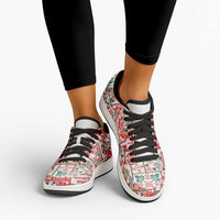 Mele Kalikimaka Hawaii Christmas Low Sneakers Ulaula Seamless Floral Motif LT9 - Polynesian Pride