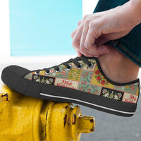 Mele Kalikimaka Hawaii Christmas Low Top Shoes Melemele Mama Seamless Floral Motif - Polynesian Pride