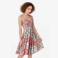 Mele Kalikimaka Hawaii Christmas Midi Dress Ulaula Seamless Floral Motif - Polynesian Pride