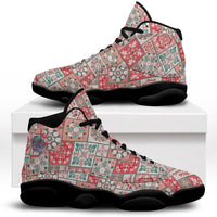 Mele Kalikimaka Hawaii Christmas Sneakers J13 Ulaula Seamless Floral Motif - Polynesian Pride